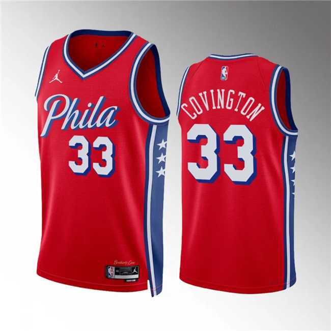 Men%27s Philadelphia 76ers #33 Robert Covington Red Statement Edition Stitched Jersey Dzhi->philadelphia 76ers->NBA Jersey